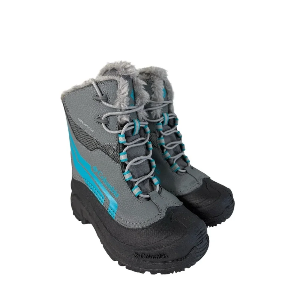 Columbia Youth Bugaboot Plus IV Omni-Heat Boot- Gray/blue Boys‎ Size 1Y No Box